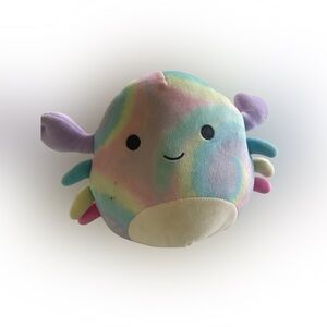 Squishmallows Pastel Rainbow Crab Plush - Pink Blue Purple Green Cream